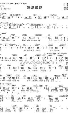 黄品源《简单情歌人声谱》降E调_音符如画卷展开