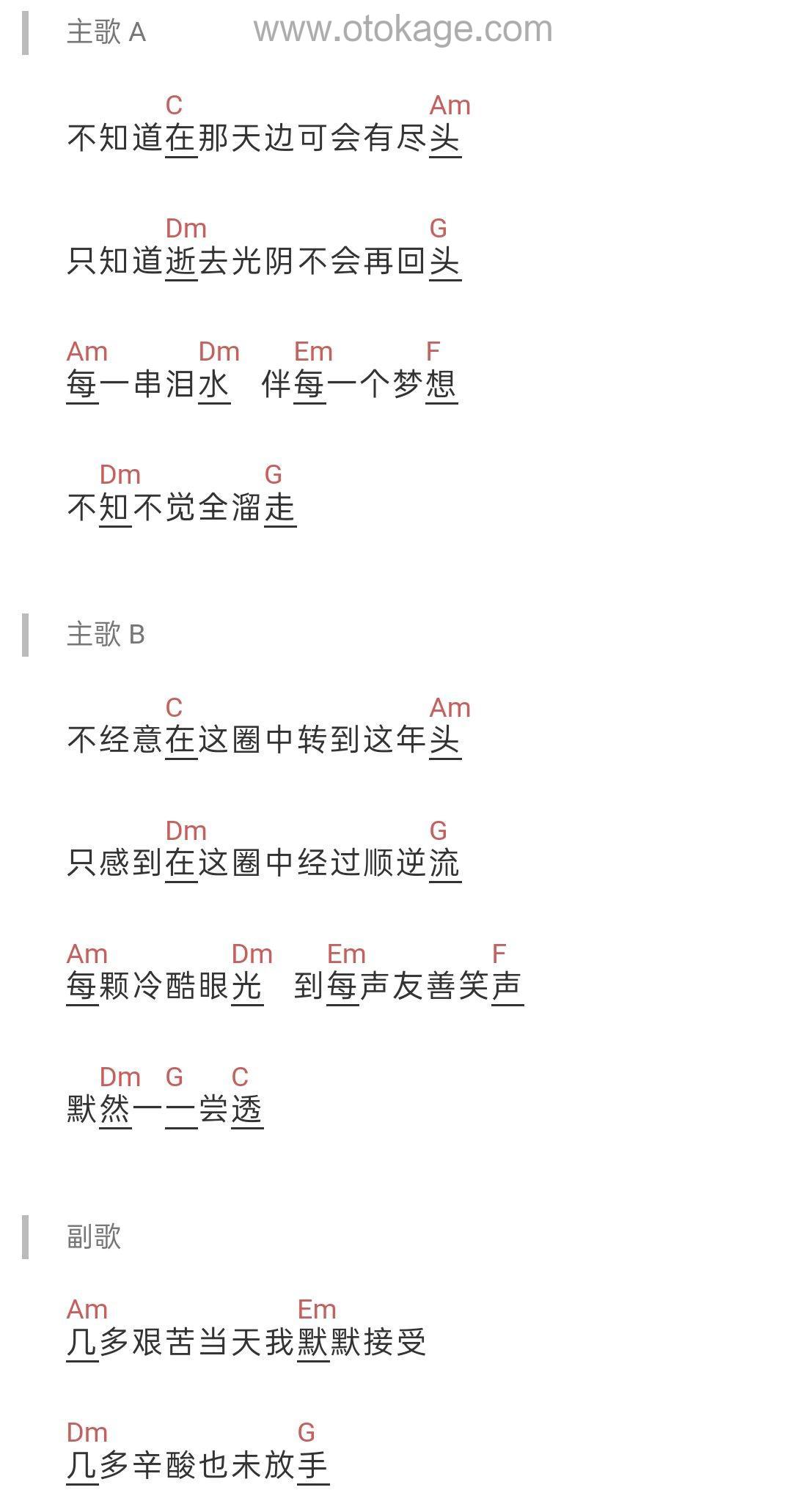 徐小凤《顺流逆流吉他谱》C调_音符美得令人陶醉