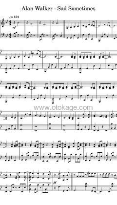Alan Walker,CORSAK胡梦周《Sad Sometimes钢琴谱》降B调_编配打动人心