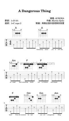 AURORA《A Dangerous Thing吉他谱》D调_音乐沁人心扉