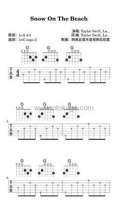 Taylor Swift,Lana Del Rey《Snow On The Beach吉他谱》A调_节奏与情感交融