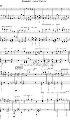 Alan Walker,Au/Ra《Darkside钢琴谱》G调_节奏舒展自如
