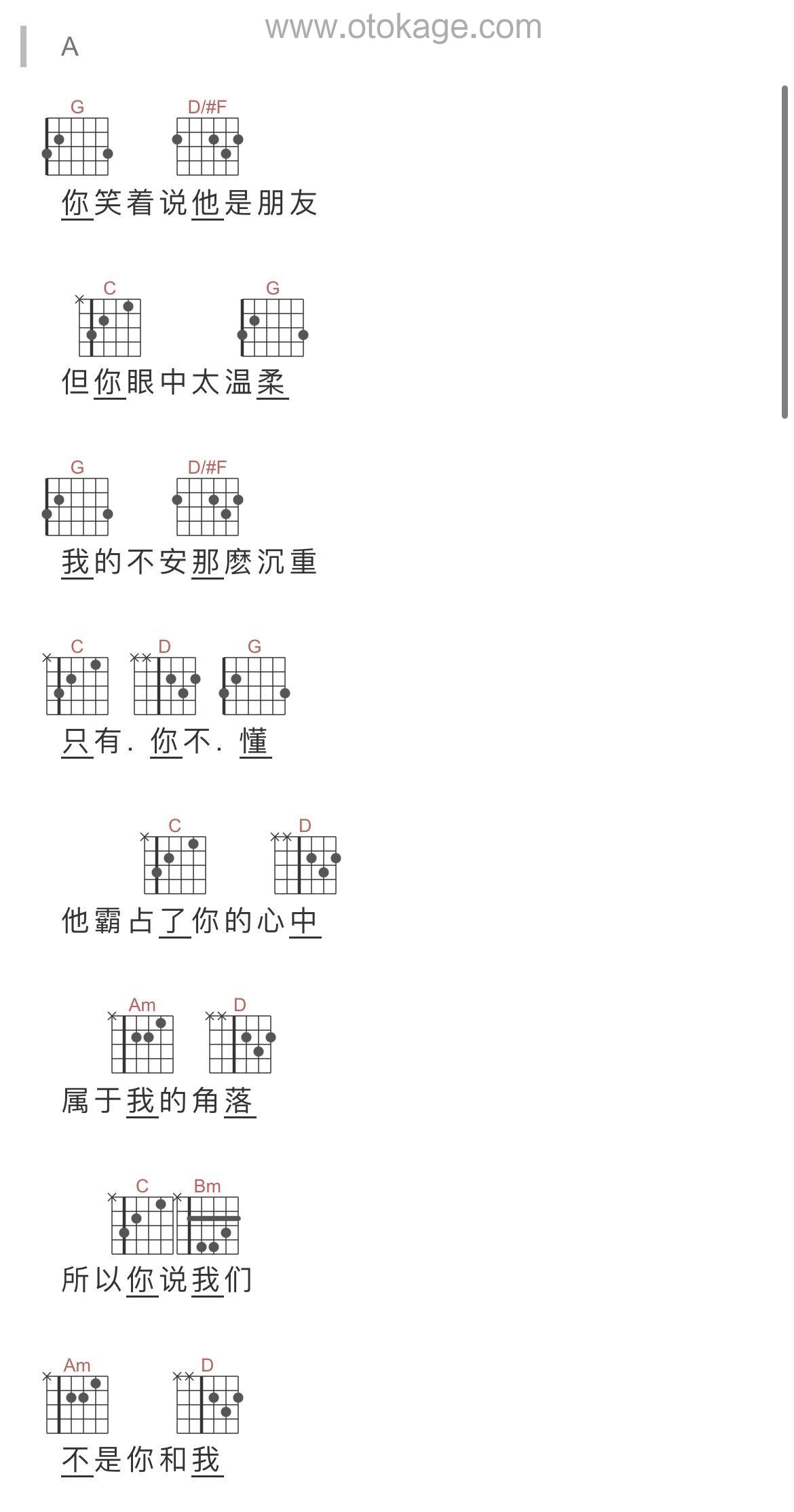 李玖哲《想太多吉他谱》B调_旋律抚慰心灵