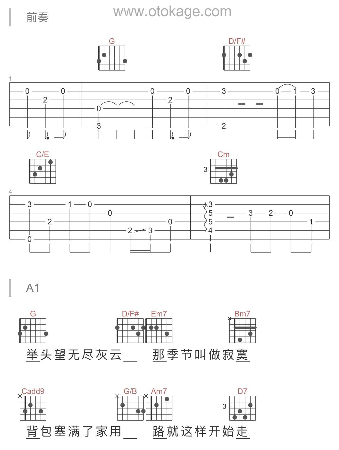 王力宏《落叶归根吉他谱》降A调_音符与情感交织