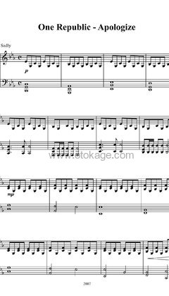 OneRepublic《Apologize钢琴谱》降E调_旋律流畅自然