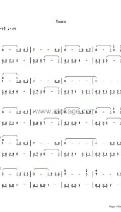 July《Yours钢琴谱》B调_音色柔和迷人