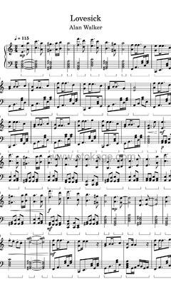 Alan Walker,Sophie Simmons《Lovesick钢琴谱》C调_极致的音乐享受