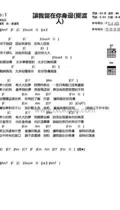 陈奕迅《让我留在你身边吉他谱》升C调_感人至深的版本