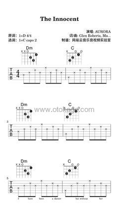 AURORA《The Innocent吉他谱》D调_节奏轻柔优美