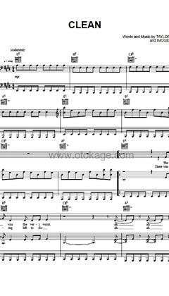 Taylor Swift《Clean吉他谱》E调_柔和的音色渲染