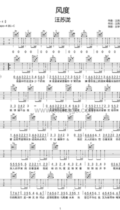 汪苏泷《风度吉他谱》C调_节奏带动情绪