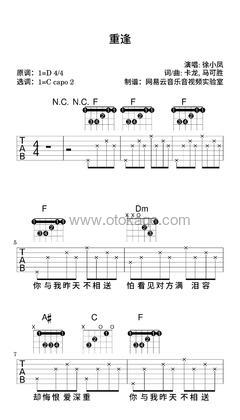 徐小凤《重逢吉他谱》D调_旋律感人至极