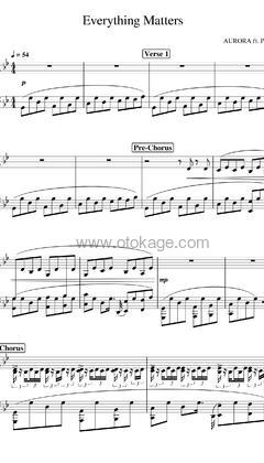 AURORA,Pomme《Everything Matters钢琴谱》降B调_节奏轻巧灵动