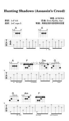 AURORA《Hunting Shadows (Assassin’s Creed)吉他谱》F调_柔和的音色渲染