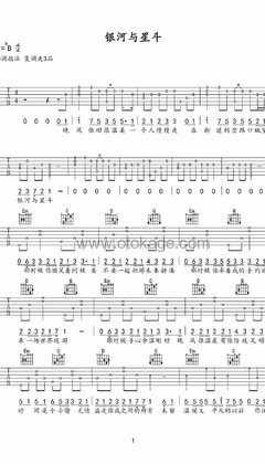 yihuik苡慧《银河与星斗吉他谱》降B调_音符婉转动人