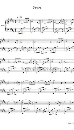 July《Yours钢琴谱》B调_音乐沁人心扉