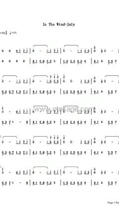 July《In The Wind钢琴谱》降A调_充满诗意的编配