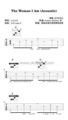 AURORA《The Woman I Am (Acoustic)吉他谱》A调_节奏激发情感共鸣