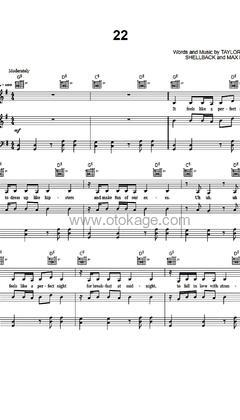 Taylor Swift《22吉他谱》G调_悠扬婉转的旋律