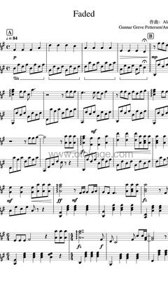 Alan Walker《Fade钢琴谱》升F调_完美融合情感