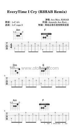 Ava Max,R3HAB《EveryTime I Cry (R3HAB Remix)吉他谱》C调_编配打动人心