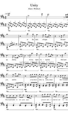The Walkers,Alan Walker《Unity钢琴谱》B调_旋律缓缓流淌