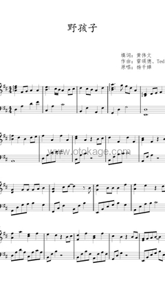 杨千嬅《野孩子钢琴谱》D调_旋律回味无穷