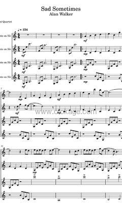 Alan Walker,CORSAK胡梦周《Sad Sometimes单簧管谱》C调_音乐沁人心扉